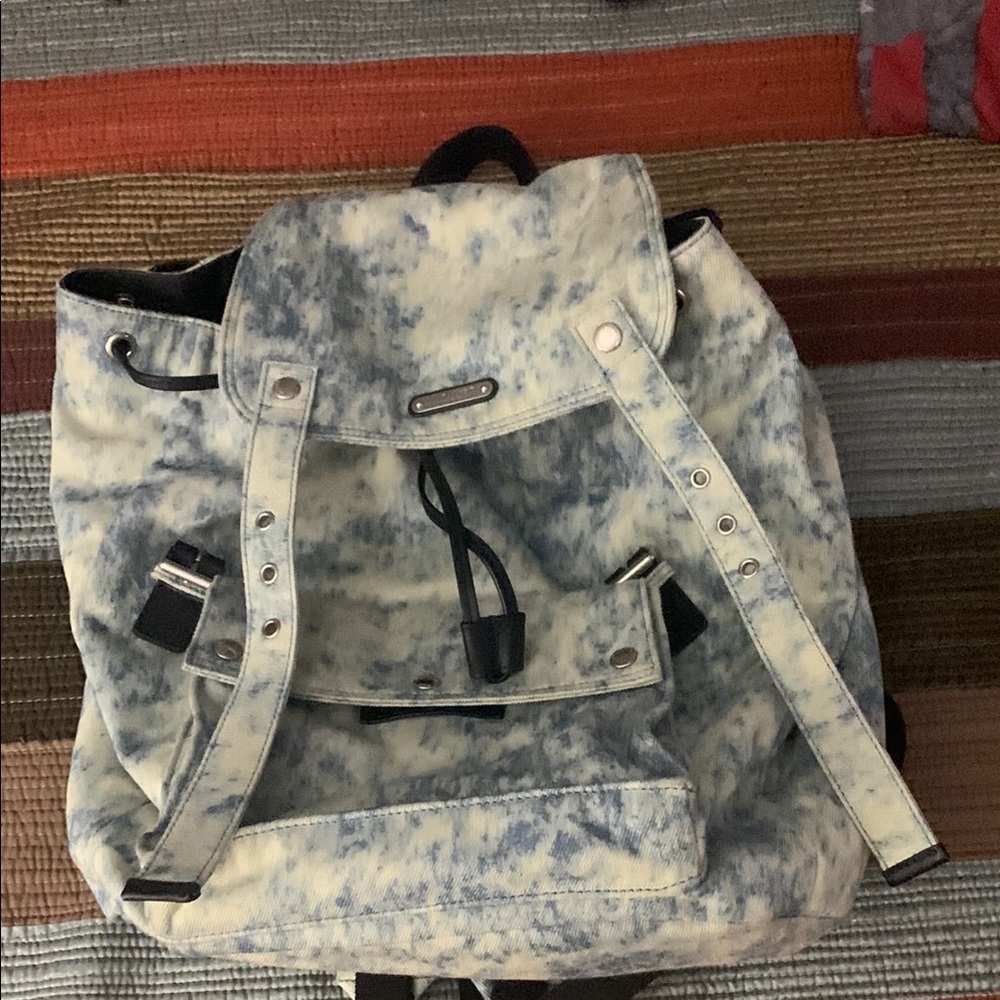 Saint Laurent Blue and White Tie-Dye Backpack